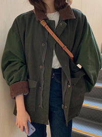 Women's Oversized Jacket | Trendy and Comfy-Army Green-S-State of Style
