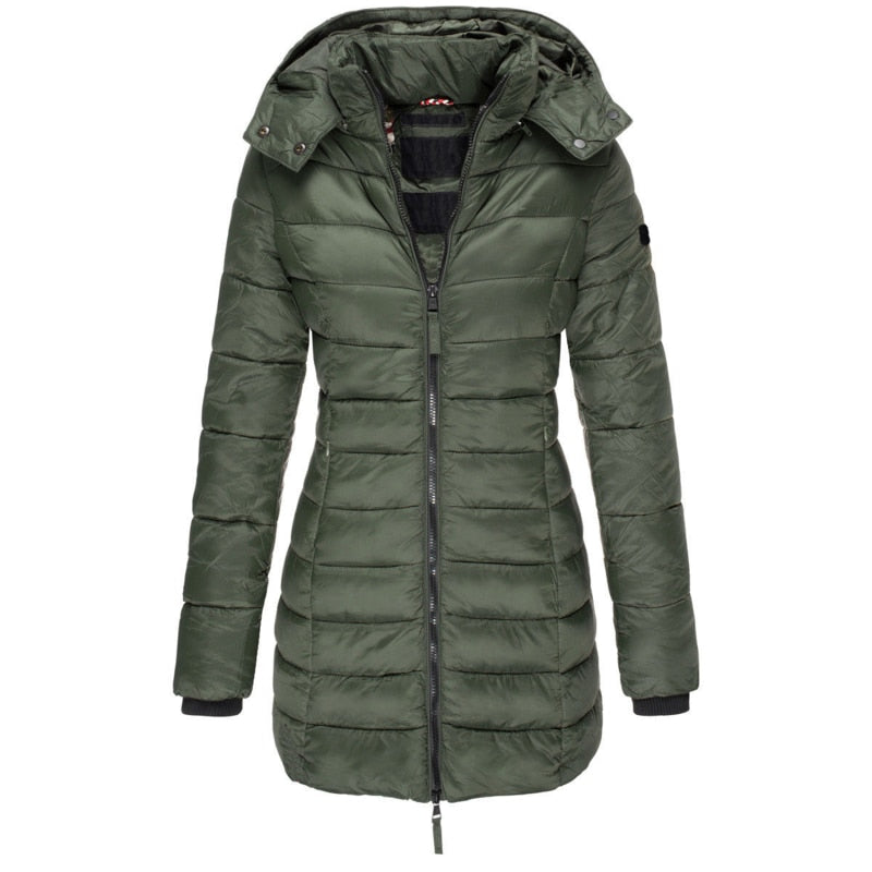 Women's Parka with Hood and Down Filling - Elena-Green-S-State of Style