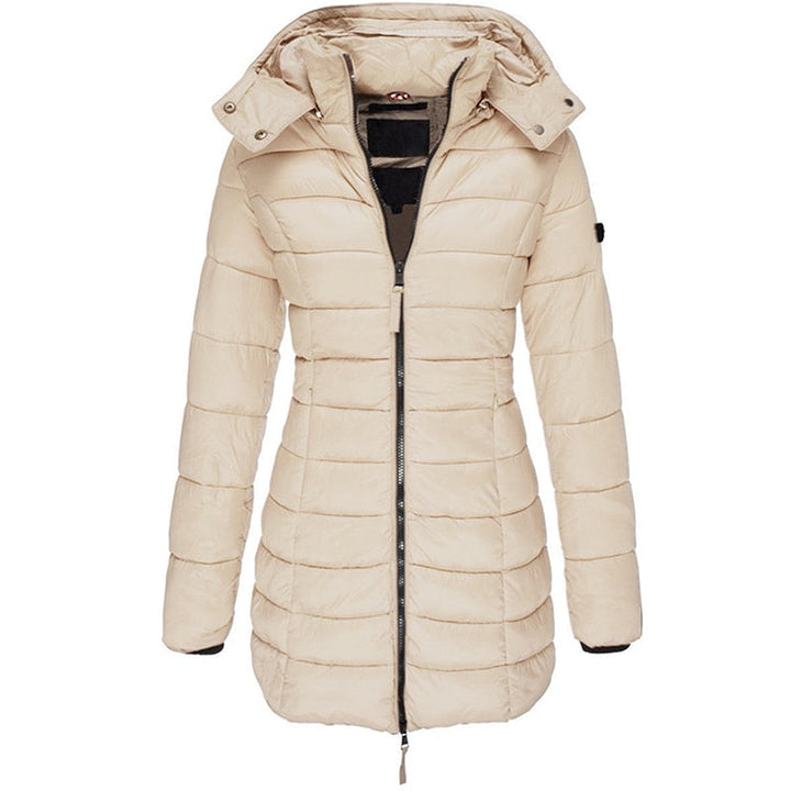 Women's Parka with Hood and Down Filling - Elena-Khaki-S-State of Style
