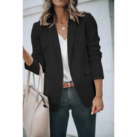 Women's Plain Blazer with Puff Sleeves - Mia-Black-S-State of Style