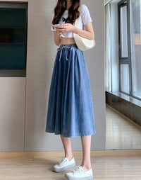 Women's Plus-Size Denim Skort Pants – High-Waisted, Wide-Leg-M-State of Style