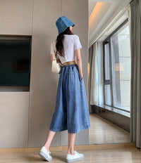 Women's Plus-Size Denim Skort Pants – High-Waisted, Wide-Leg-M-State of Style