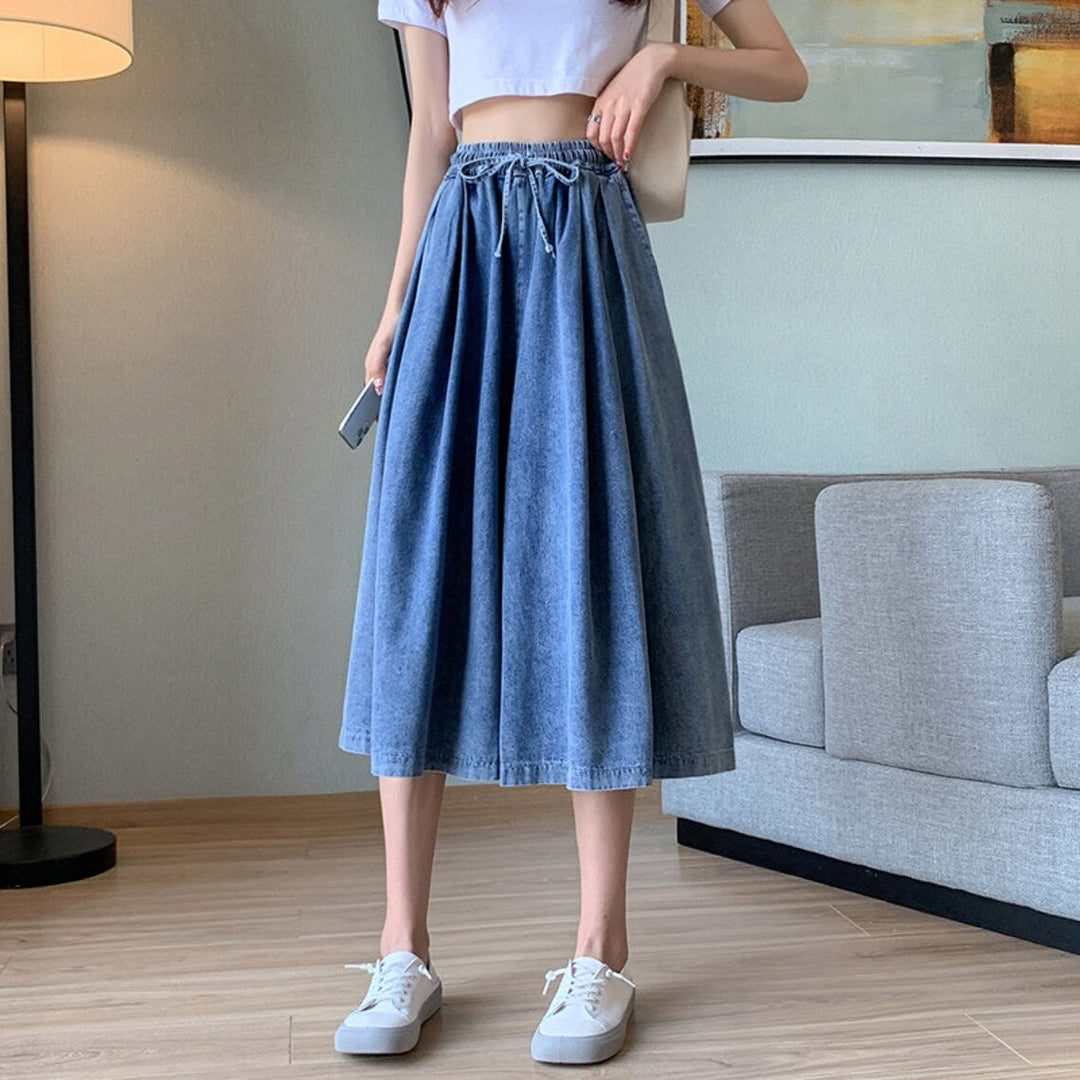 Women's Plus-Size Denim Skort Pants – High-Waisted, Wide-Leg-M-State of Style