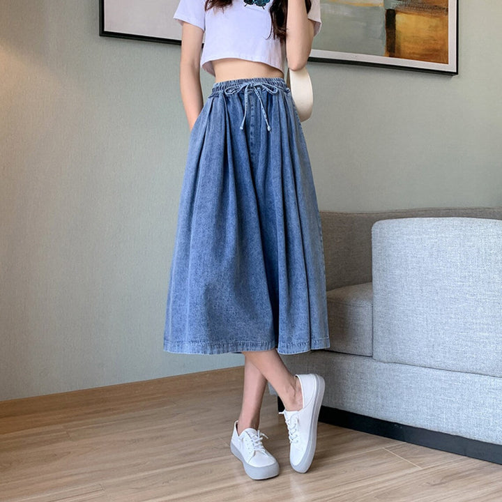 Women's Plus-Size Denim Skort Pants – High-Waisted, Wide-Leg-M-State of Style