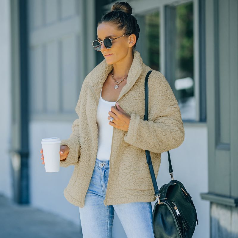 Women's Plush Jacket | Warm and Stylish-Khaki-XS-State of Style