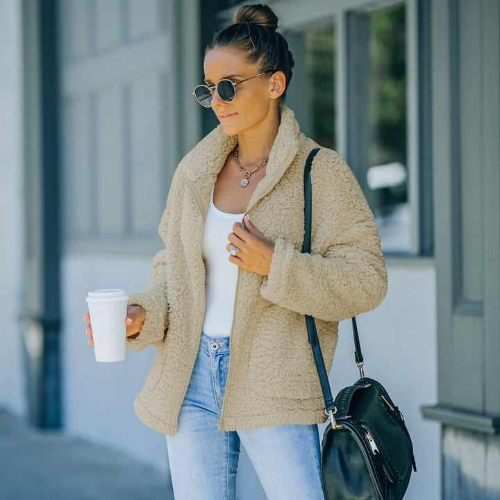 Women's Plush Jacket | Warm and Stylish-Khaki-XS-State of Style