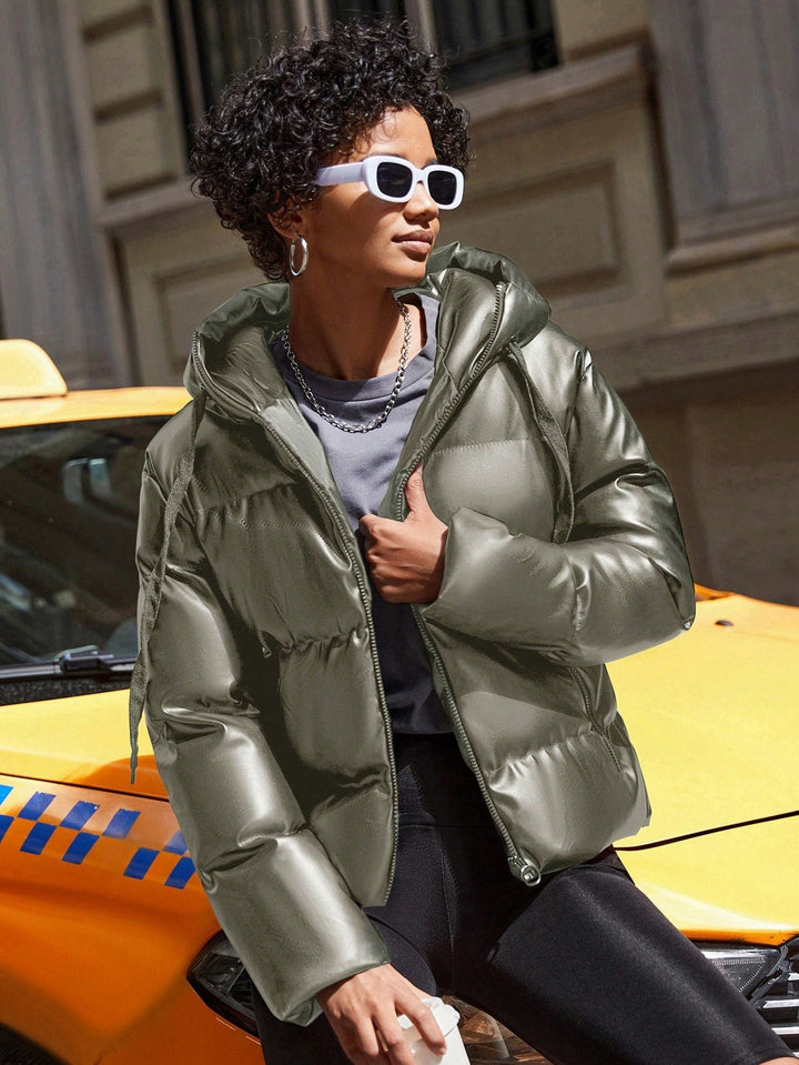 Women's Puffer Jacket with Hood - Isabelle-Green-S-State of Style
