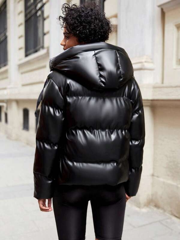 Women's Puffer Jacket with Hood - Isabelle-Khaki-S-State of Style