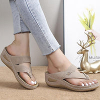 Women's sandals with adjustable strap and stripes – Breathable & Orthopedic-Beige-3-State of Style
