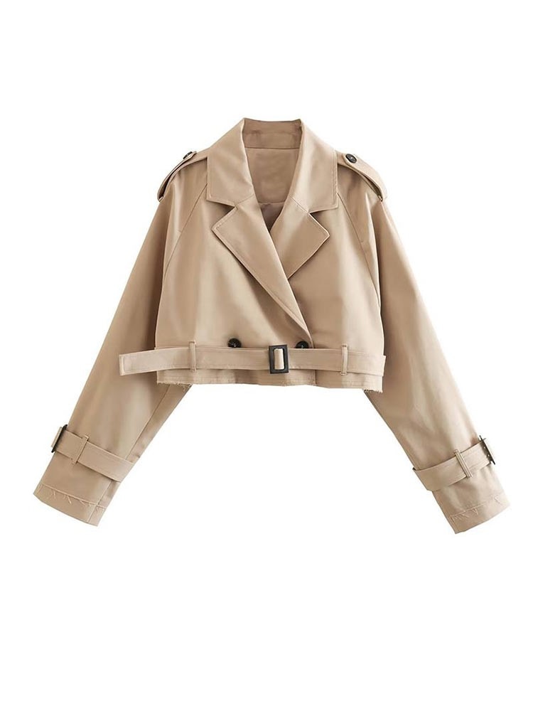 Women's Short Beige Trench Coat | Stylish and Versatile-Beige-S-State of Style