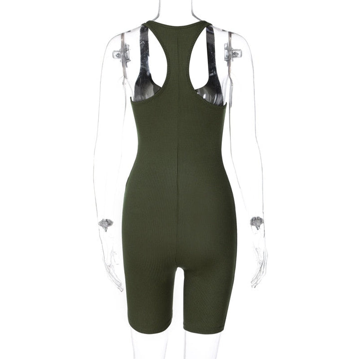 Women's Summer Jumpsuit-Army Green Short-S-State of Style