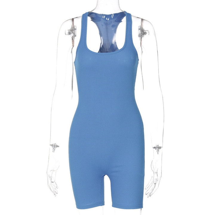 Women's Summer Jumpsuit-Blue Short-S-State of Style