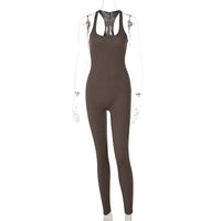 Women's Summer Jumpsuit-Brown Long-S-State of Style