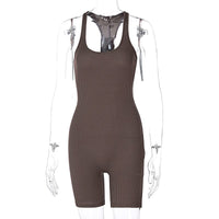 Women's Summer Jumpsuit-Brown Short-S-State of Style