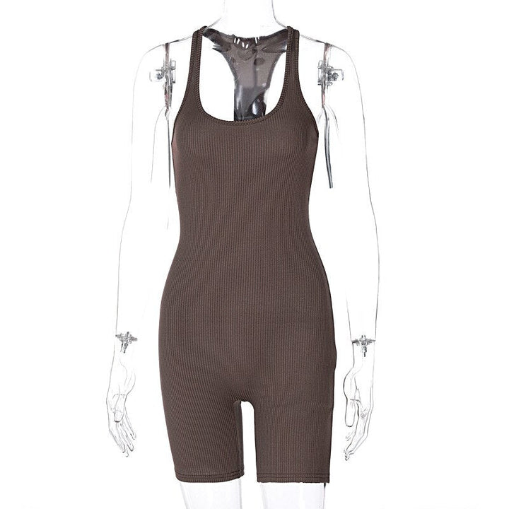 Women's Summer Jumpsuit-Brown Short-S-State of Style