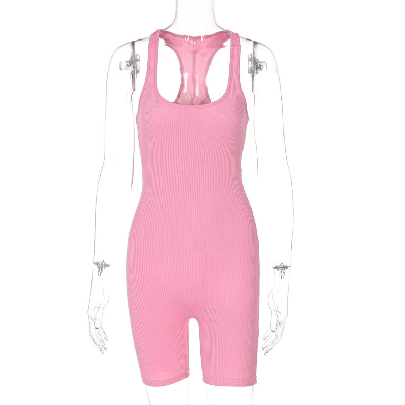 Women's Summer Jumpsuit-Pink Short-S-State of Style