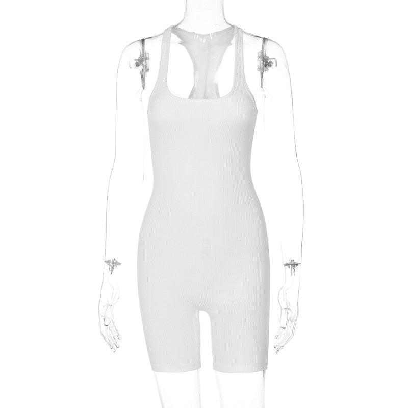 Women's Summer Jumpsuit-White Short-S-State of Style