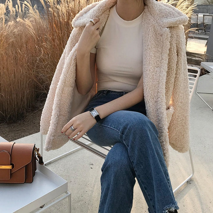 Women's Teddy Jacket | Cosy and Chic-Beige-M-State of Style