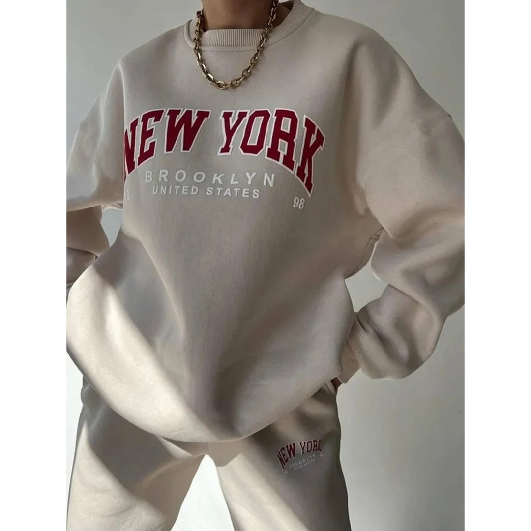 Women’s Tracksuit with Letter Print – Viva-Brown-S-State of Style