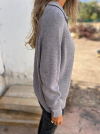Women's V-Neck Sweater - Camille-Grey-S-State of Style
