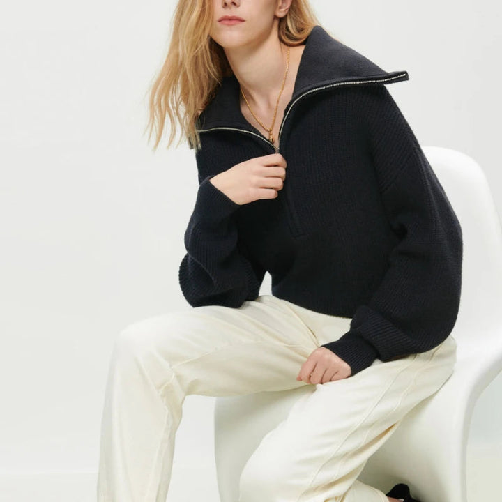 Women's V-Neck Sweater - Camille-Grey-S-State of Style
