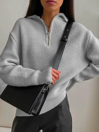 Women's V-Neck Sweater - Camille-Grey-S-State of Style