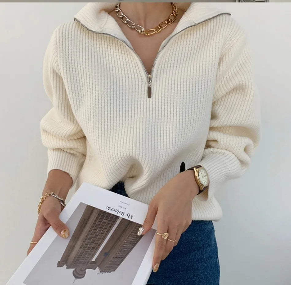 Women's V-Neck Sweater - Camille-Grey-S-State of Style