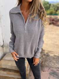 Women's V-Neck Sweater - Camille-Grey-S-State of Style