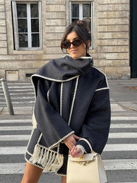 Women's Winter Coat with Scarf - Celeste-Beige-S-State of Style