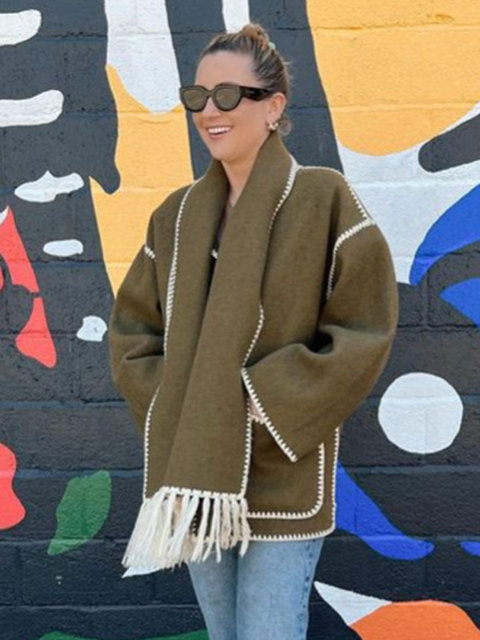 Women's Winter Coat with Scarf - Celeste-Green-S-State of Style