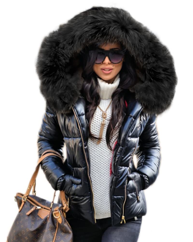 Women's Winter Down Jacket | Warm Hooded Coat-Black-Black-S-State of Style