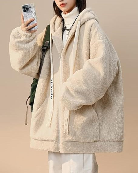 Women's Winter Fleece Jacket | Oversized & Warm-Beige-L-State of Style