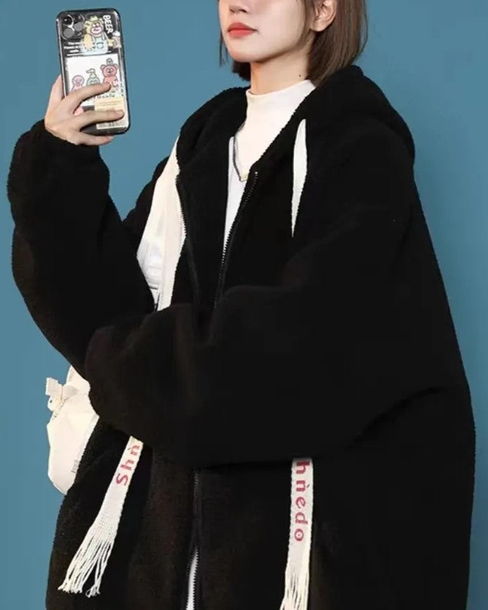 Women's Winter Fleece Jacket | Oversized & Warm-Black-L-State of Style