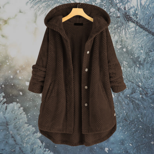 Women's Winter Fleece Jacket with Hood - Nova-Dark Brown-S-State of Style