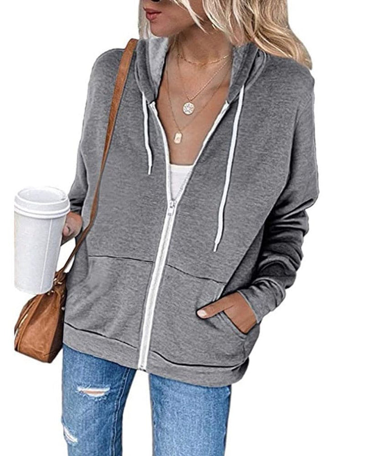 Women's Zipped Hoodie - Mila-Grey-S-State of Style