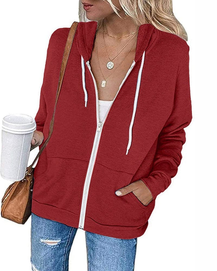 Women's Zipped Hoodie - Mila-Red-S-State of Style
