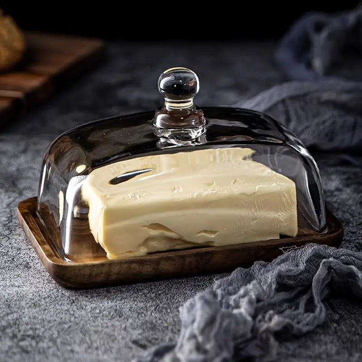 Wood and Glass Butter Holder - ButterElegance-Acacia-State of Style