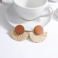 Wood and Rattan Drop Earrings | Unique Handmade Jewellery-FAN-State of Style