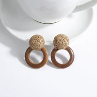 Wood and Rattan Drop Earrings | Unique Handmade Jewellery-ROUND 2-State of Style