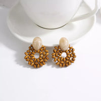 Wood and Rattan Drop Earrings | Unique Handmade Jewellery-ROUND 5-State of Style