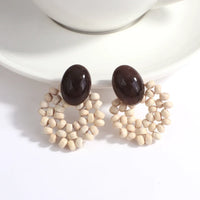 Wood and Rattan Drop Earrings | Unique Handmade Jewellery-ROUND 6-State of Style