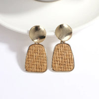 Wood and Rattan Drop Earrings | Unique Handmade Jewellery-ROUND 7-State of Style