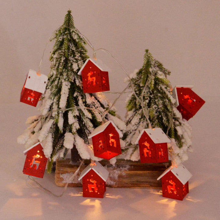 Wooden Christmas Houses With LED Lighting - GlowHouse-Red-State of Style