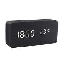 Wooden LED Clock with Voice Control - EcoClock-Black block-shaped-State of Style