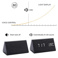 Wooden LED Clock with Voice Control - EcoClock-Black block-shaped-State of Style