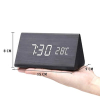 Wooden LED Clock with Voice Control - EcoClock-Black block-shaped-State of Style