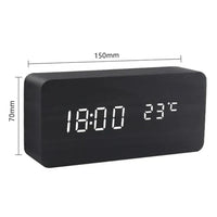 Wooden LED Clock with Voice Control - EcoClock-Black block-shaped-State of Style
