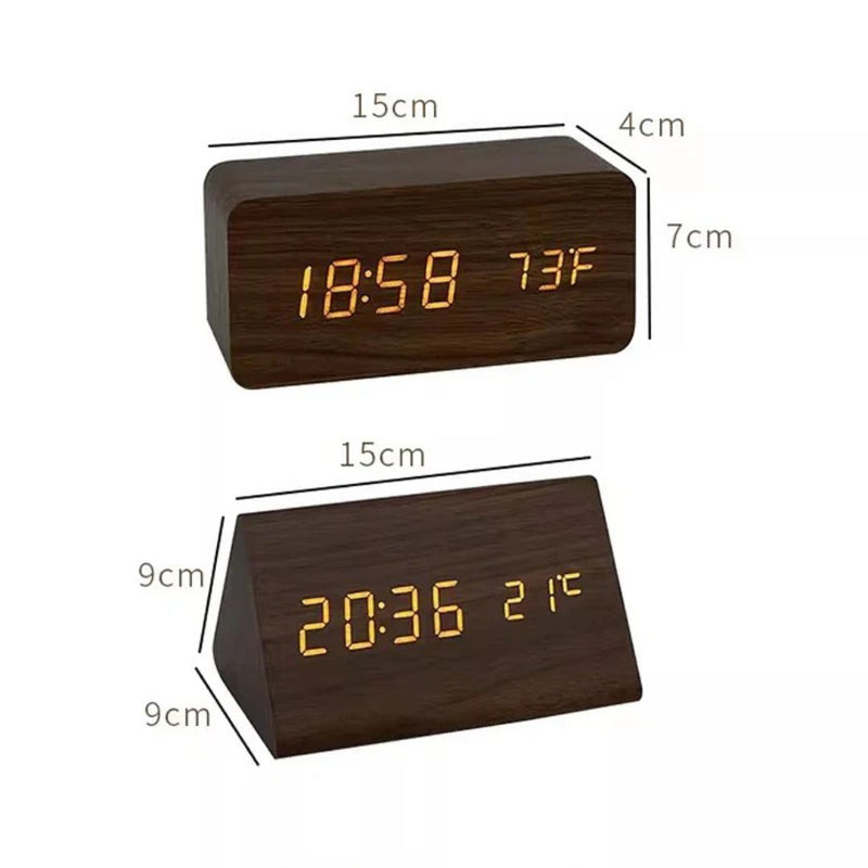 Wooden LED Clock with Voice Control - EcoClock-Black block-shaped-State of Style