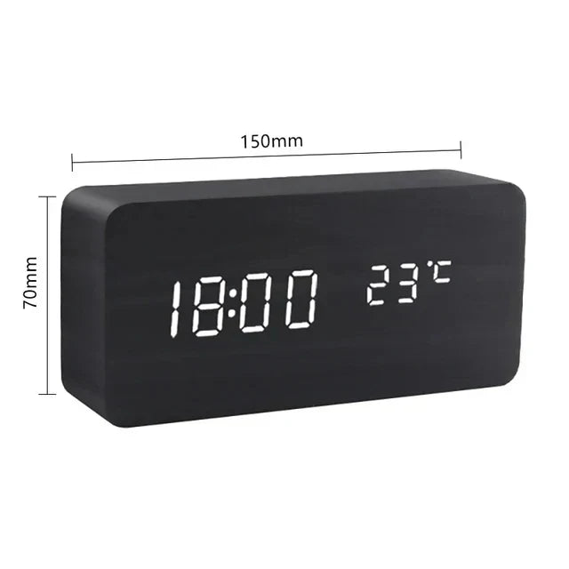 Wooden LED Clock with Voice Control - EcoClock-Black-block-State of Style