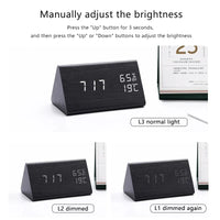 Wooden LED Clock with Voice Control - EcoClock-Black-block-State of Style